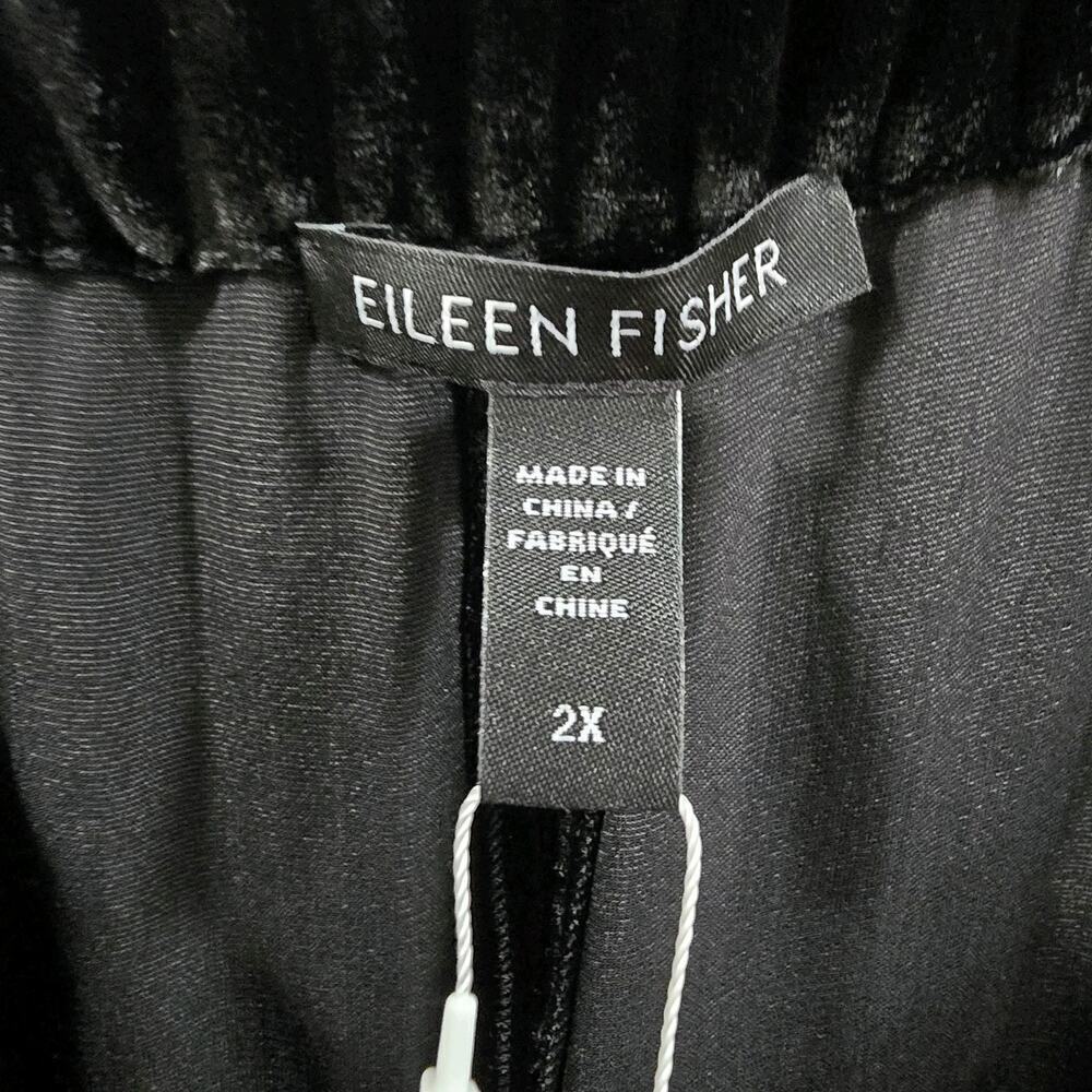 Eileen Fisher Velvet Pants Womens Plus Size XXL Black Wide Leg Silk New Whit Tag - Picture 9 of 16
